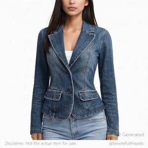 Bongo Jeans Stretch Denim Blazer Jacket Y2K Fitted